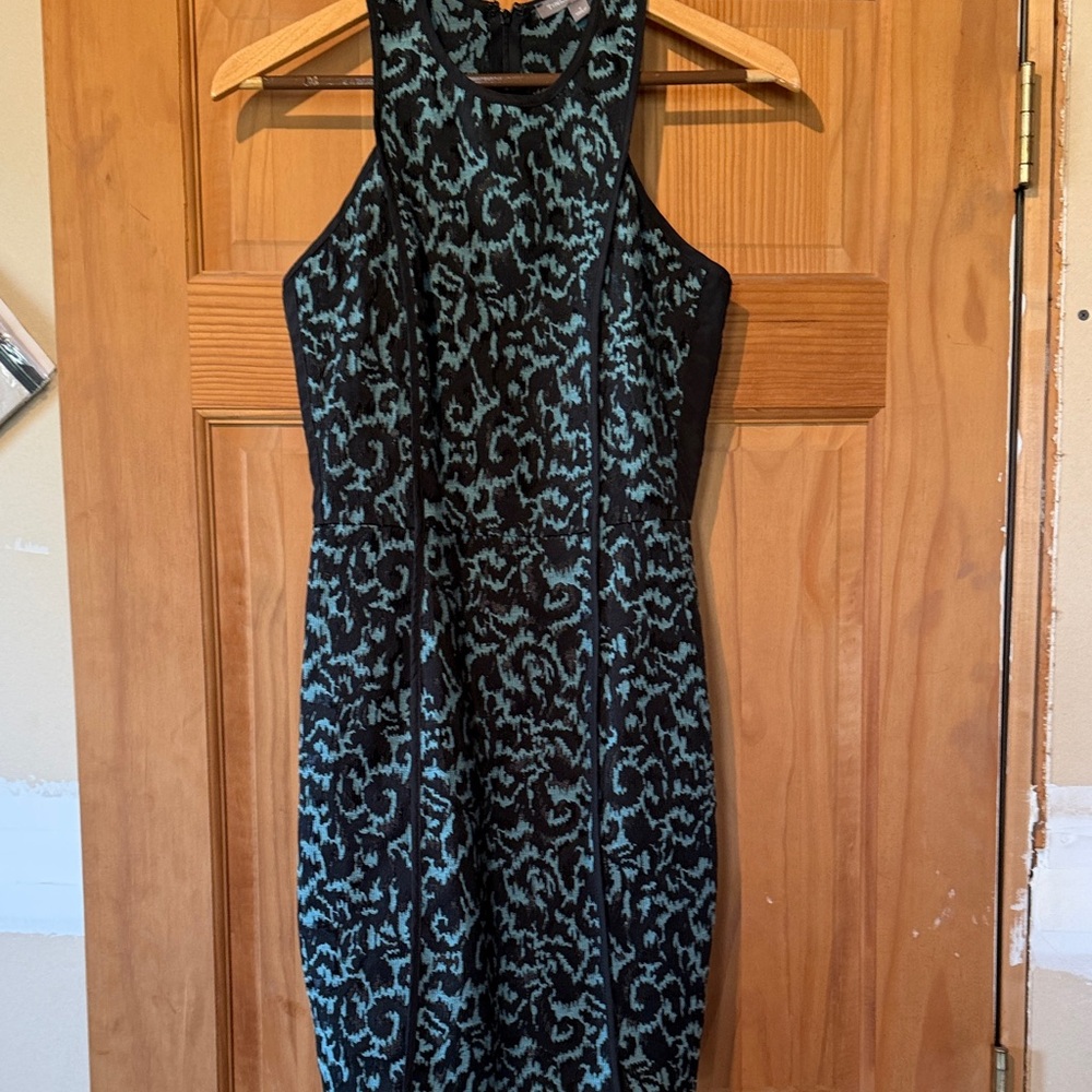 Tinley Road Black and Teal Patterned Midi Dress